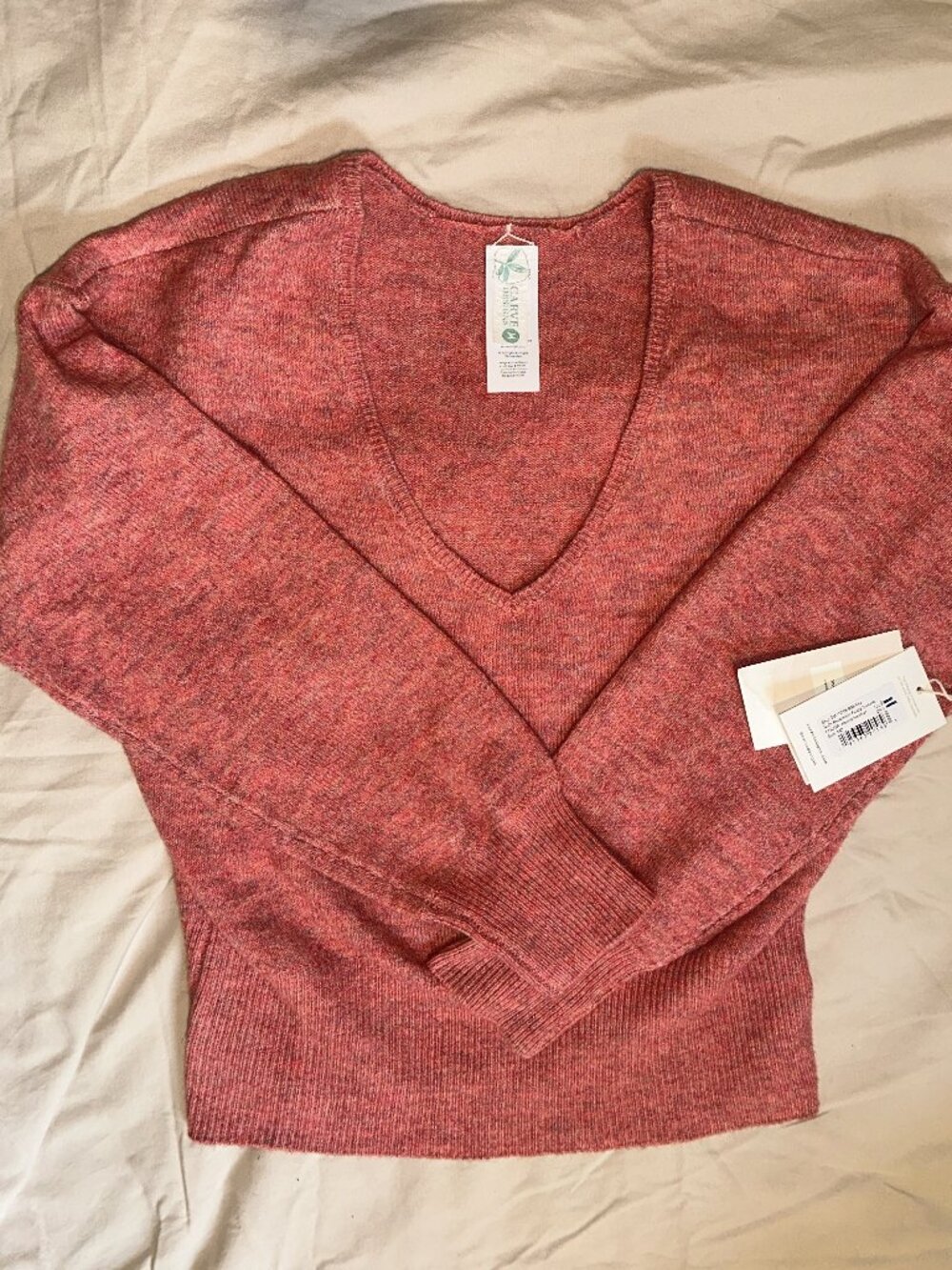 Carve designs Ruth coral pink reversible sweater, medium NWT